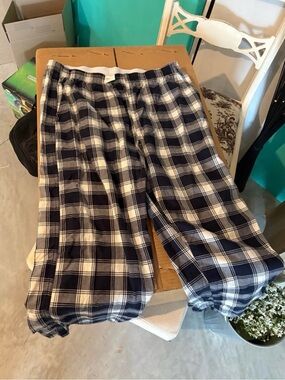 Women's Navy and White Plaid Lounge Pants